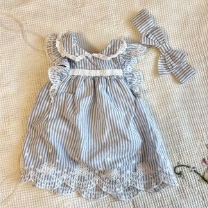 Cupcakes & Cashmere Blue and White Striped Baby Dress